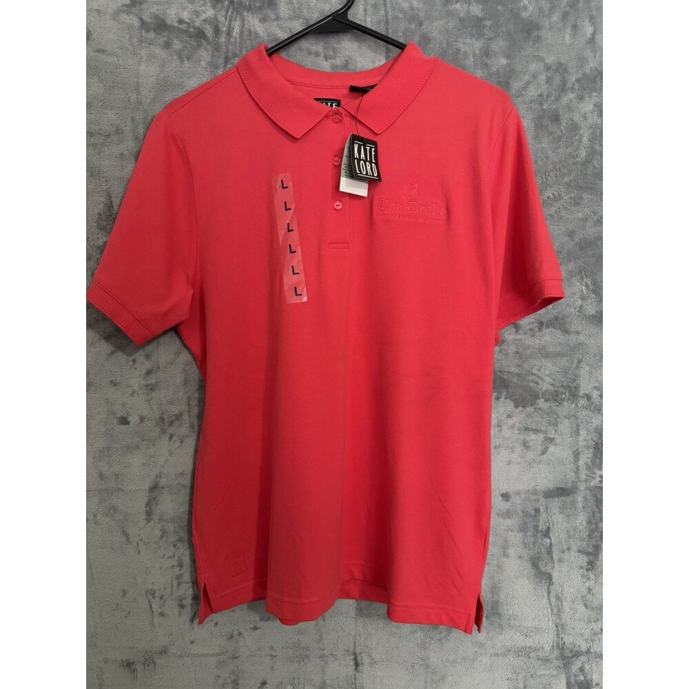 NWT Kate Lord Women's L Coral Polo Shirt The Drake Chicago Hotel Embroidered